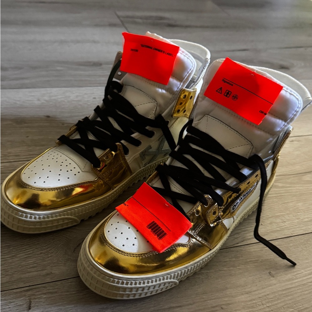 Off-White Gold and White Sneakers